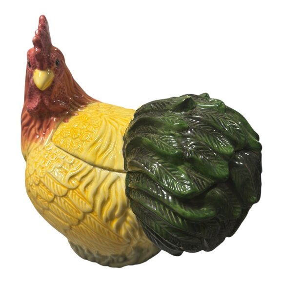 Vintage Ceramic Rooster Cookie Jar Collectible Kitchen Decor 12" L X 10" H Multi - Picture 3 of 12